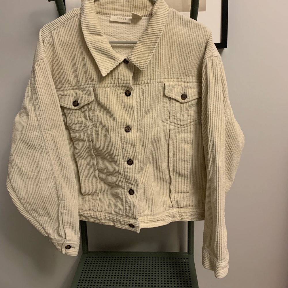 J. Jill EUC corduroy cropped cream jacket | L